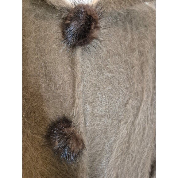 Vanesha Vintage Angora Mink Coatigan Sweater Oversized Brown Heather Sz S/M - Picture 2 of 8